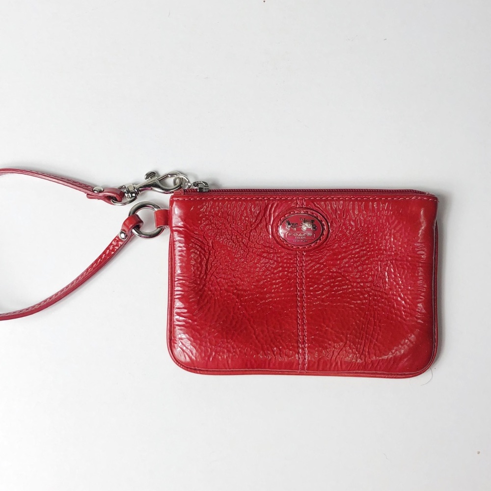 Coach Red Leather Mini Wristlet